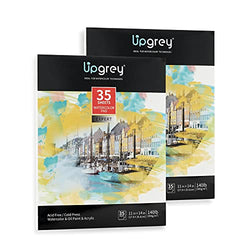 UPGREY Watercolor Paper Pads 70 Sheets Total Acrylic Painting Paper 11"x14" Drawing Paper Acid Free Sketchbook Watercolor Journal Cold-Pressed Double Sided Wet & Dry Media (140lb/300gsm) Pack of 2