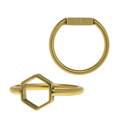 Nunn Design Ring, Open Frame Itsy Hexagon Size 7, 1 Piece, Antiqued Gold
