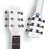 Enya Nova Go Carbon Fiber Acoustic Guitar 1/2 Size Beginner Adult Travel Acustica Guitarra w/Starter Bundle Kit of Colorful Packaging, Acoustic Guitar Strap, Gig Bag, Cleaning Cloth, String(White)