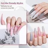 Modelones Poly Nail Extension Gel Kit – 6 Colors Nude Gray Pink Poly Nail Gel All-in-one Kit with 20W Nail Lamp Upgraded Quick Dry for Nail Art Starter French Trendy Manicure DIY at Home Beauty Gift