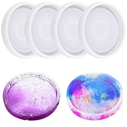 4 Pack Round Silicone Coaster Molds - Buytra Silicone Resin Mold, Clear Epoxy Molds for Casting with Resin, Concrete, Cement and Polymer Clay