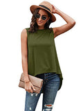 Romwe Women's Summer Sleeveless Curved Hem Asymmetric Tunic Tops Blouse Shirts Army Green Medium