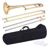 summina Alto Trombone Brass Gold Lacquer Bb Tone B flat Wind Instrument with Cupronickel Mouthpiece Cleaning Stick Case