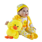 UCanaan Reborn Lifelike Realistic Baby Dolls Girl Real Looking Weighted with Yellow Clothes and Duck Toy Accessories Best Birthday Set for Girls Age 3&Up（Yellow）