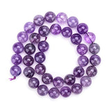 Genuine Natural Stone Beads Amethyst Round Loose Gemstone 8mm 1 Strand 15.5"45-47pcs DIY Charm