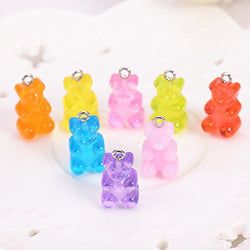 20 pcs Resin gummy bear candy necklace charms cute keychain pendant necklace pendant for DIY