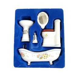 Posee Dollhouse Bathroom Set 1/12 Scale Toilet Ceramic Miniature Furniture Accessories (White)