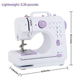 Portable Sewing Machine Mini Electric Household Crafting Mending Sewing Machines Multi-Purpose 12 Built-in Stitches with Foot Pedal for Home Sewing, Beginners, Kids (Purple)