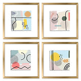 ArtbyHannah 4 Pack 12x12 Geometric Framed Wall Art Decor with Gold Picture Frame and Abstract Prints Artwork for Wall or Home Decoration