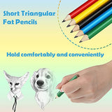 30 Pieces Short Triangular Fat Pencils 3.5 Inch Wood Triangular Pencil Toddler Triangle Pencil Children Jumbo Pencils for Preschoolers Beginners Writing and Drawing with Pencil Sharpener and 2 Erasers