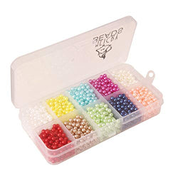 Meicry Beads 4mm About 2500Pcs Imitation Pearls Beads kit for DIY Jewelry Craft Gift Making Value