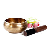 Tibetan Singing Bowl Set ~ Buddha Figure Design ~ Maha Bodhi 4 Inch Wide Authentic Meditation Gong for Relaxation and Chakra Healing ~ Completely Hand Carved ~ Perfect Gift