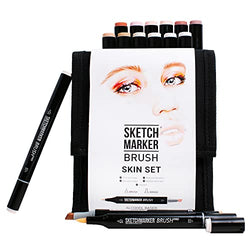 Sketchmarker Brush Pro Set of 12 Skin Tone Alcohol Art Markers Dual Tips: Brush & Chisel, Refillable Ink, Art Supplies for Artists & Beginners for Sketching, Coloring, Drawing