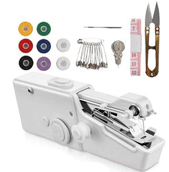 White Handheld Sewing Machine, Mini Portable Electric Sewing Machine for Adult, Easy to Use and Fast Stitch Suitable for Clothes,Fabrics, DIY Home Travel