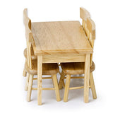 Pixnor 5pcs 112 Dollhouse Miniature Dining Table Chair Wooden Furniture Set (Wood Color)