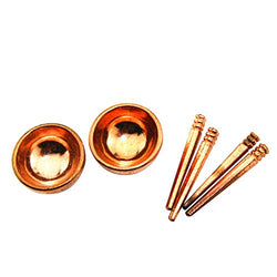 Anniston Dollhouse Furniture, Lovely Mini Metal Bowls Chopsticks Model Toy Dollhouse Miniature Accessories House Playset Set for Toddlers Girls and Boys, Golden