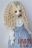 JD073 Long Mid Parting Curly BJD Doll Wigs Synthetic Mohair Doll Accessories (Blond, 8-9inch)