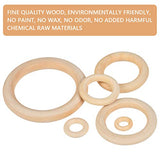 WOWOSS 70 Pcs Unfinished Solid Wooden Rings Natural Wood Teething Rings for Craft, Ring Pendant, DIY Connectors, Jewelry Making, 7 Sizes