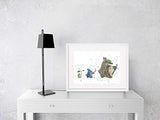 Totoro Marching Prints, My Neighbor Totoro Watercolor, Nursery Wall Poster, Holiday Gift, Kids and Children Artworks, Digital Illustration Art