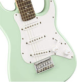 Squier by Fender Mini Strat Electric Guitar - Surf Green Bundle with Tuner, Strap, Picks, Austin Bazaar Instructional DVD, and Polishing Cloth
