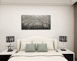 tiancheng Art, 24 X 48 Inch Modern Abstract Flower Art Wood Frame Canvas Acrylic Oil Painting Hand-Painted Black Gray Wall Art Living Room and Bedroom Decoration Ready to Hang