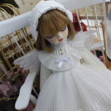 XSHION BJD Doll Girl Clothes, Doll White Angel Dress 3Pcs Clothes Set for 1/6 BJD Doll Dress Up Clothing Pretend Play Toy