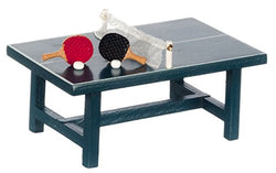 Miniatures World Dollhouse Miniature Ping Pong Table w/Two Paddles & Balls