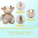 Qnnimal Rural Cow Stuffed Animals-Cute Stuffed Cow Plush with White Veil-Fluffy Cow Plush Toys-Comfortable for Birthday Gift 12.5 Inches
