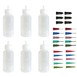 Warmsky Multi-Purpose Precision Applicator Set with 6pcs 1 Oz Plastic Squeeze Bottles and 20 Tip for Hobby Craft DIY Project