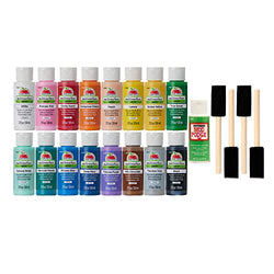 Apple Barrel Multi PROMOABMPO22, 21 Piece DIY Set Featuring 16 Surface Paints, 1 Mod Podge Outdoor Acrylic Sealer and 4 Foam Brushes