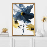 SIGNWIN Framed Canvas Wall Art Blue Flower Canvas Prints Home Artwork Decoration for Living Room,Bedroom - 16"x24" Natural