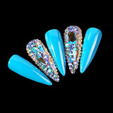 Yzzseven 12 Types of 600 Diamonds +2500 Flat Rhinestones Mix 20 Styles Flatback Rhinestone Crystals 3D Decorations Flat Back Stones Gems Set for for Nail Art DIY|（Aurora）