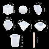 EuTengHao 18Pcs DIY Silicone Resin Casting Molds Tools Set Includes 6 Resin Casting Molds Large Clear Silicone Molds 2 Measurement Cup 10 Wood Sticks for DIY Home Decoration