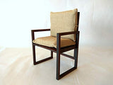 1/6 Scale Chair, Miniature Dollhouse Furniture Brown Wood Coffee Canvas Pillows