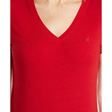 Nautica Women's Easy Comfort V-Neck Supersoft Stretch Cotton T-Shirt, Red, Large