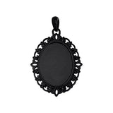 18x25mm Oval Pendant Tray Blank Base Cameo Cabochon Base Setting Pack of 20 (Black)