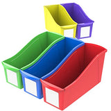 Storex Large Book Bins, 14.3 x 5.3 x 7.1 Inches, Assorted Colors, 30-Pack