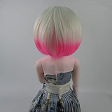 Lllunimon Doll Wig Yellow to Pink Short Straight Hair with Bangs, Bob Doll Wigs for 1/3 BJD SD Doll