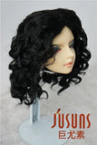 BJD Wigs JD001 Unisex Medium Length Wave BJD Wigs Synthetic Mohair Doll Accessories (Black, 9-10inch)