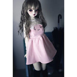 Jili Online Trendy Pink Cat Face Knitted Lace Sleeve One-piece Skirt Dress for 1/3 BJD SD AS DZ Clothing Pink