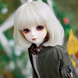 Cute SD BJD Doll Wig, Heat Resistant Fiber Short White Blonde Doll Hair for 9.8~11 Inch