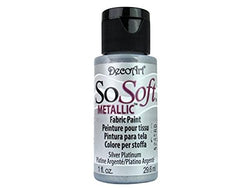 Deco Art SoSoft Metallic Fabric Acrylic Paint, 1-Ounce, Silver Platinum