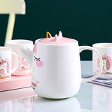 TASHELLS Pink Unicorn Tea set, Ceramic Teapot Set for Girls' Afternoon Tea Party, Cute and Sweet Porcelain Tea Gift Set for Women or Girls, 1 Tea Pot, 4 Tea Cups, 1 Tea Kettle Tray