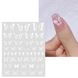 JMEOWIO 12 Sheets Aurora Holographic Butterfly Nail Art Stickers Decals Self-Adhesive Pegatinas Uñas Glitter Colorful Nail Supplies Nail Art Design Decoration Accessories