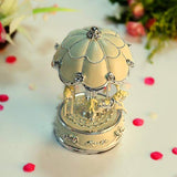 AgoHike Silver Flower Umbrella Plating Rocking Horse Music Box