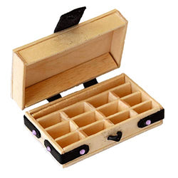 Miniature chest box, wooden dollhouse trinket storage for spices herbs. Doll kitchen display