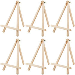 MEEDEN 9.4 Inch Pine Wood Easel, Display Tripod Easel for Weddings Parties Photo Dispaly Card Holder Stand, 6Pack
