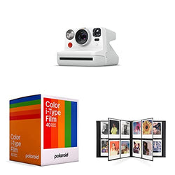 Polaroid Originals Now I-Type Instant Camera - White (9027) & Color I-Type Film - 40x Film Pack (40 Photos) & Photo Album - Large