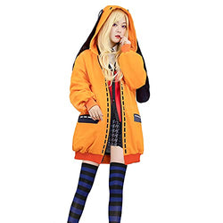Yomoduki Runa Costume Coat Anime Kakegurui Twin Cosplay Uniform Cute Rabbit Orange Hoodie Jacket (Small)