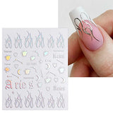 JMEOWIO 8 Sheets Aurora Nail Art Stickers Decals Self-Adhesive Pegatinas Uñas Holographic Glitter Moon Star Nail Supplies Nail Art Design Decoration Accessories